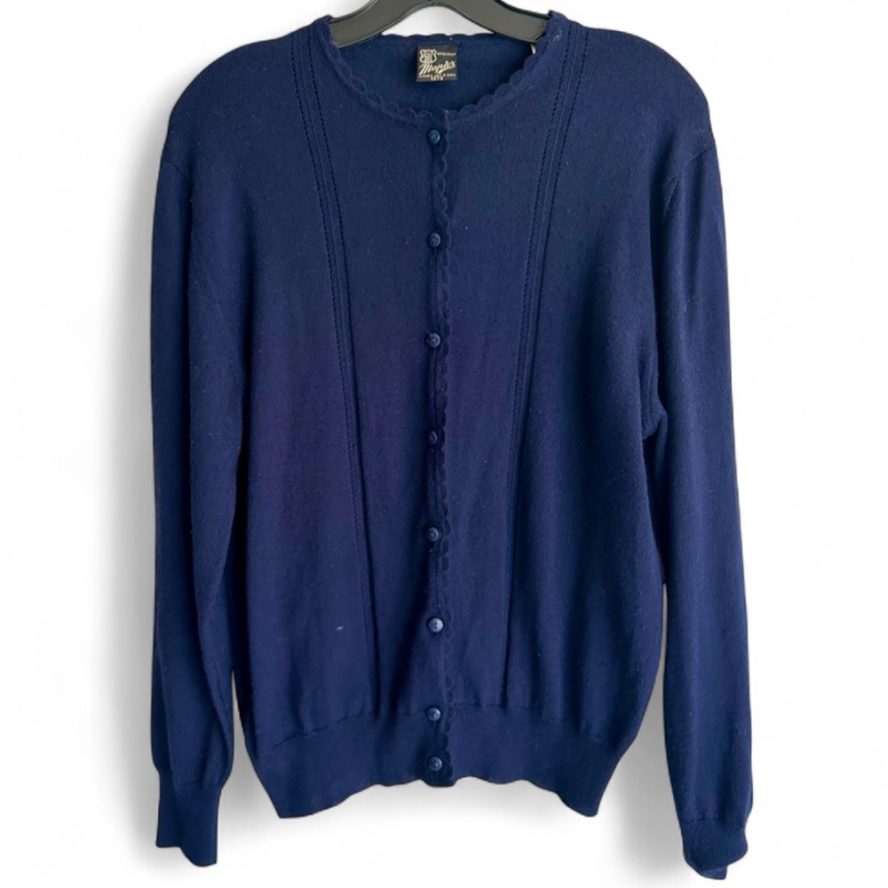 VINTAGE 70S MAPIER Italian Wool Knit Cardigan Old Money Luxury Academia Sz M - Picture 1 of 14